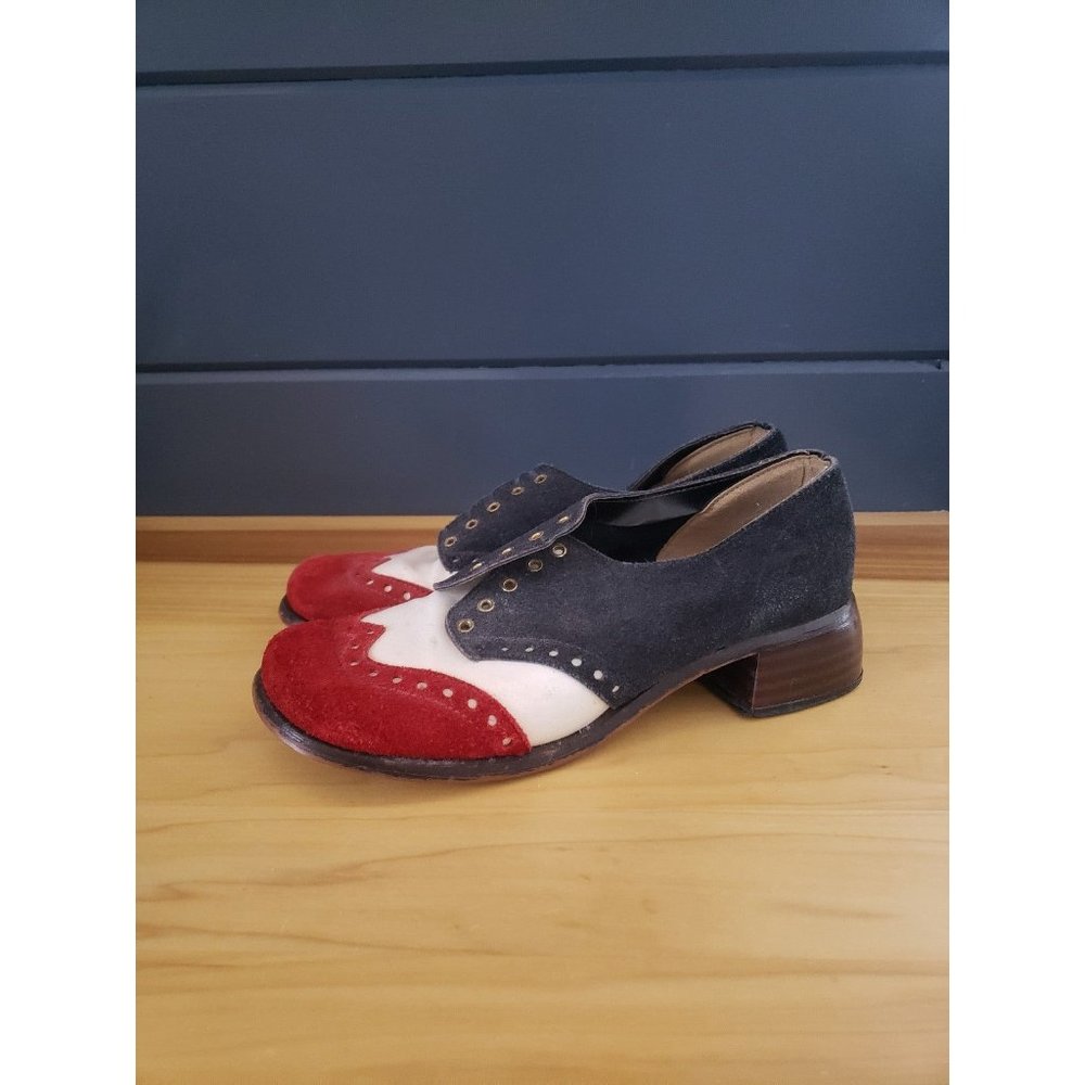 60s/70s Red, White, and Blue Suede Shoes